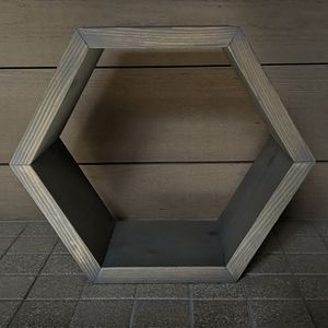 Hexagonal grey stained shelf